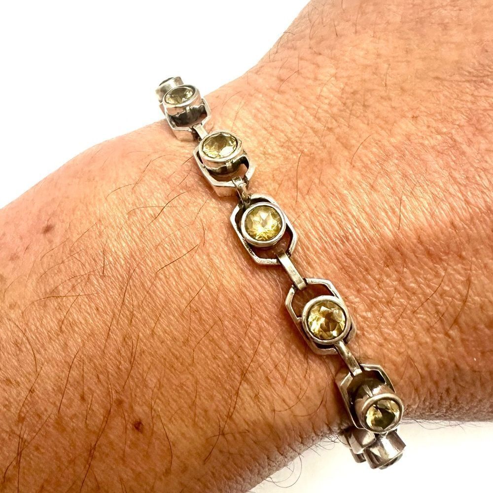 Smoky Topaz 7.5 Inch Bracelet Sterling 925 Estate